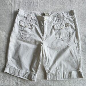 Bob Timberlake White Cotton Cargo Shorts Womens 12 Hiking Utility Outdoor Cuffed
